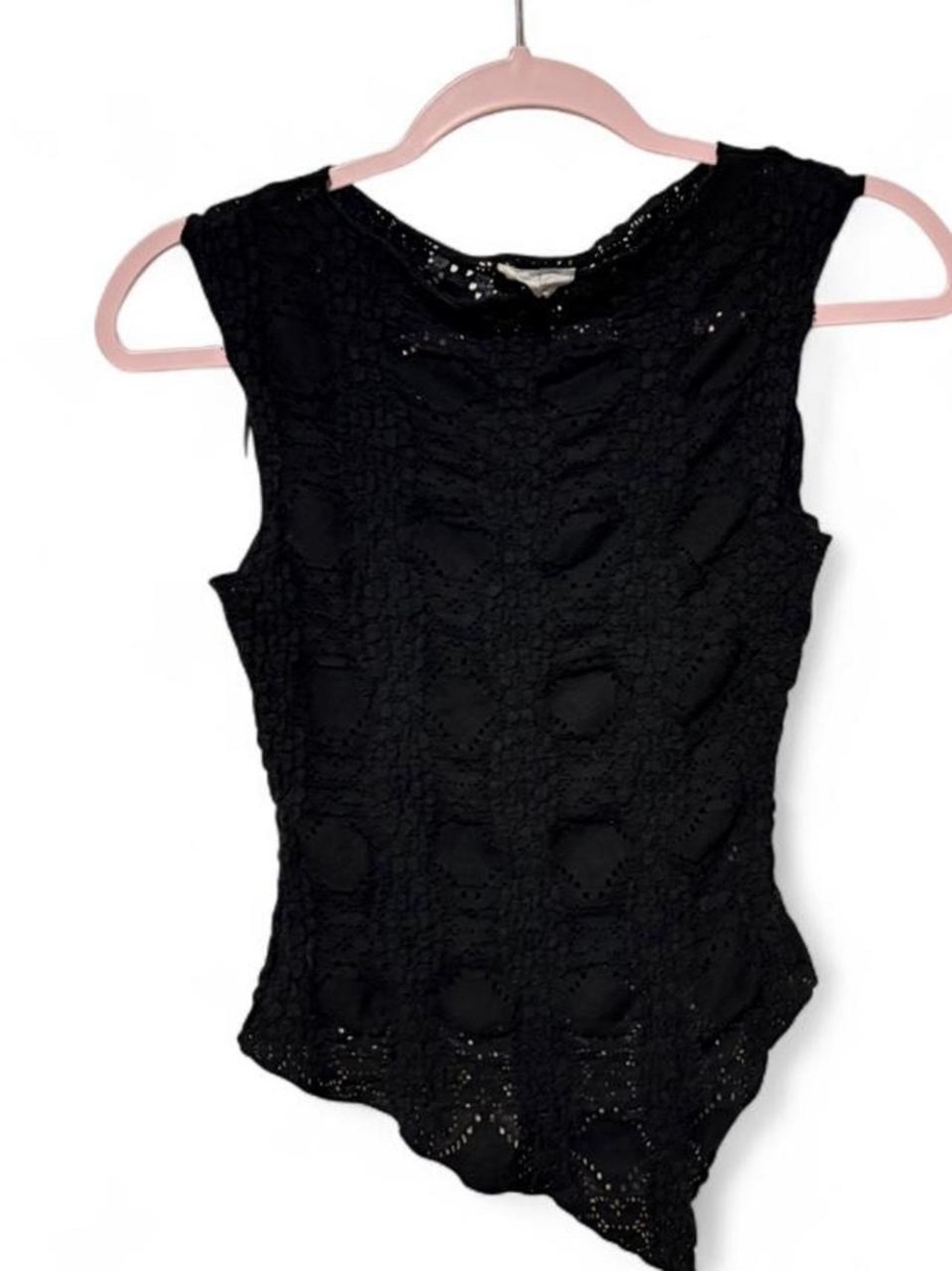 Cute Bobbles & lace sheet asymmetrical super cute top xs